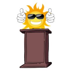 sun on podium